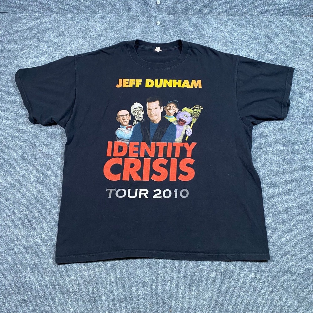 Jeff Dunham Identity‎ Crisis Tour 2010 Graphic T-Shirt Mens 2XL Black Comedy Tee